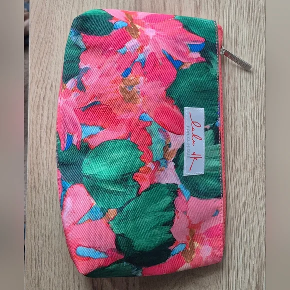 Lulu Dk+ Clinique Tropical Colorful Floral Cosmetic Pouch Makeup Bag 10"×7" - Picture 7 of 10